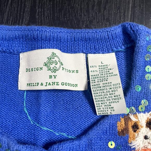 DESIGN OPTIONS by Philip & Jane Gordon Surfing Dogs Large Embroidered Sweater - Picture 5 of 6